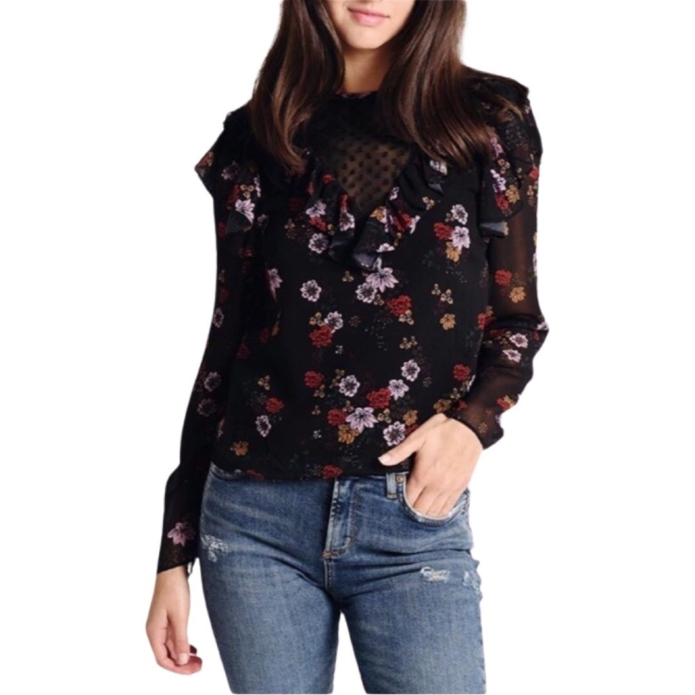 The Fifth Label Keystone Long Sleeve Top In Black Floral Nwt